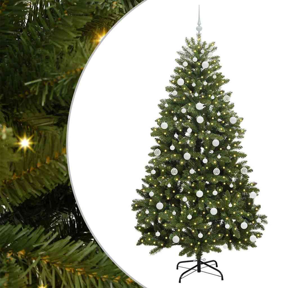 Artificial Christmas Tree with 300 LEDs Green 210 cm PVC and Metal