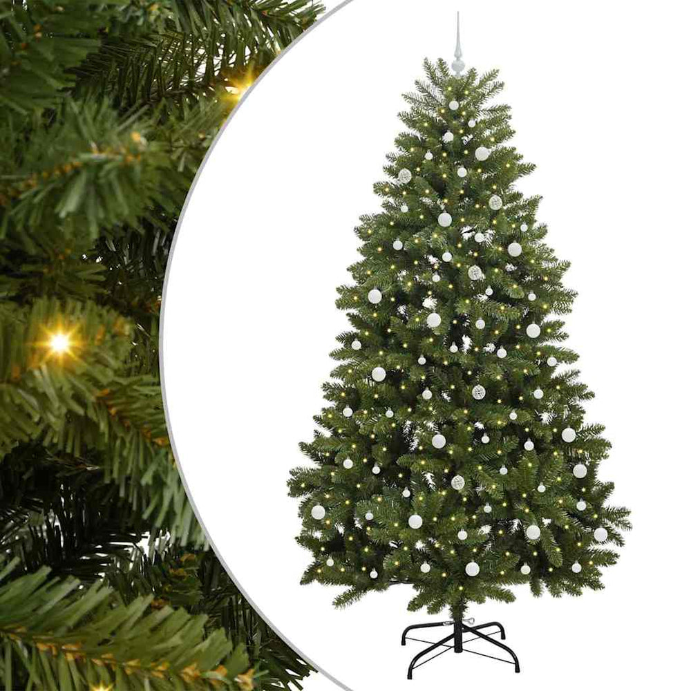 Artificial Christmas Tree with 300 LEDs Green 240 cm PVC and Metal