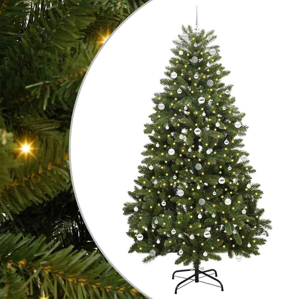 Artificial Christmas Tree with 300 LEDs Green 240 cm PVC and Metal