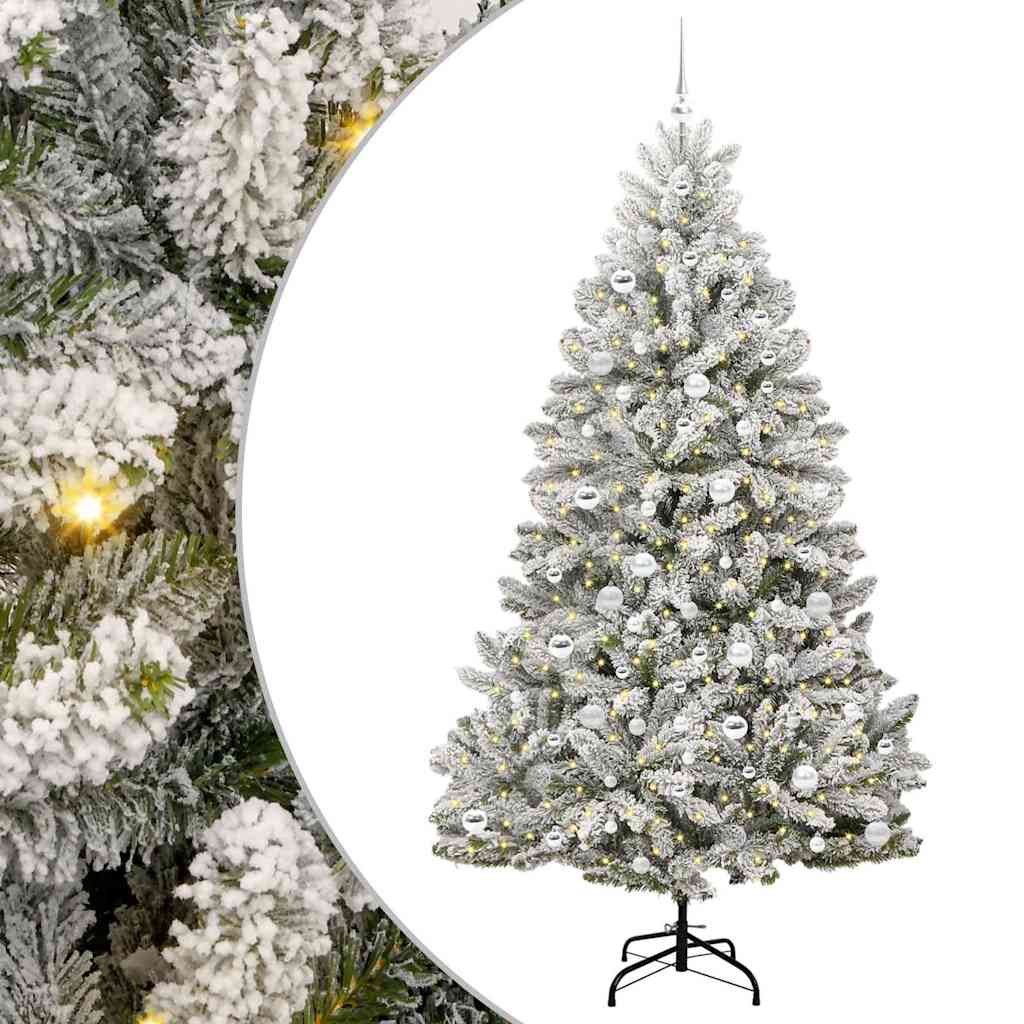 Dirbtinė Kalėdų eglutė Žalia ir balta 210 cm PVC ir metalas