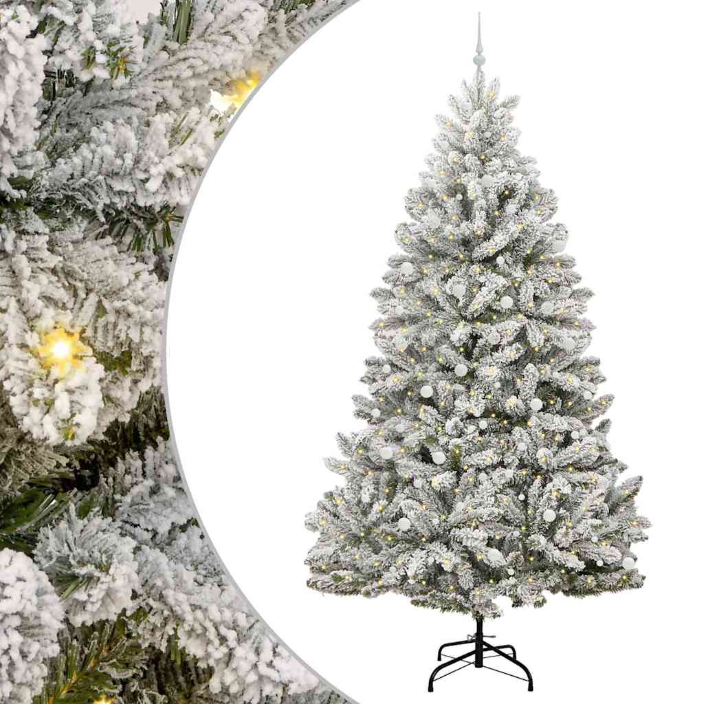 Mākslīgā Ziemassvētku eglīte zaļā un baltā krāsā 300 cm PVC un metāls