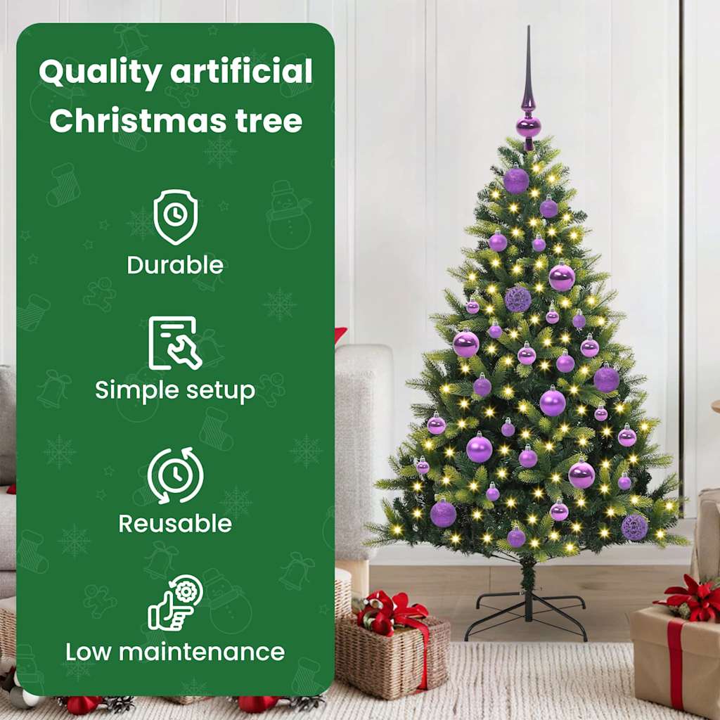 Salokāma mākslīgā Ziemassvētku eglīte ar 150 LED lampiņām 120 cm