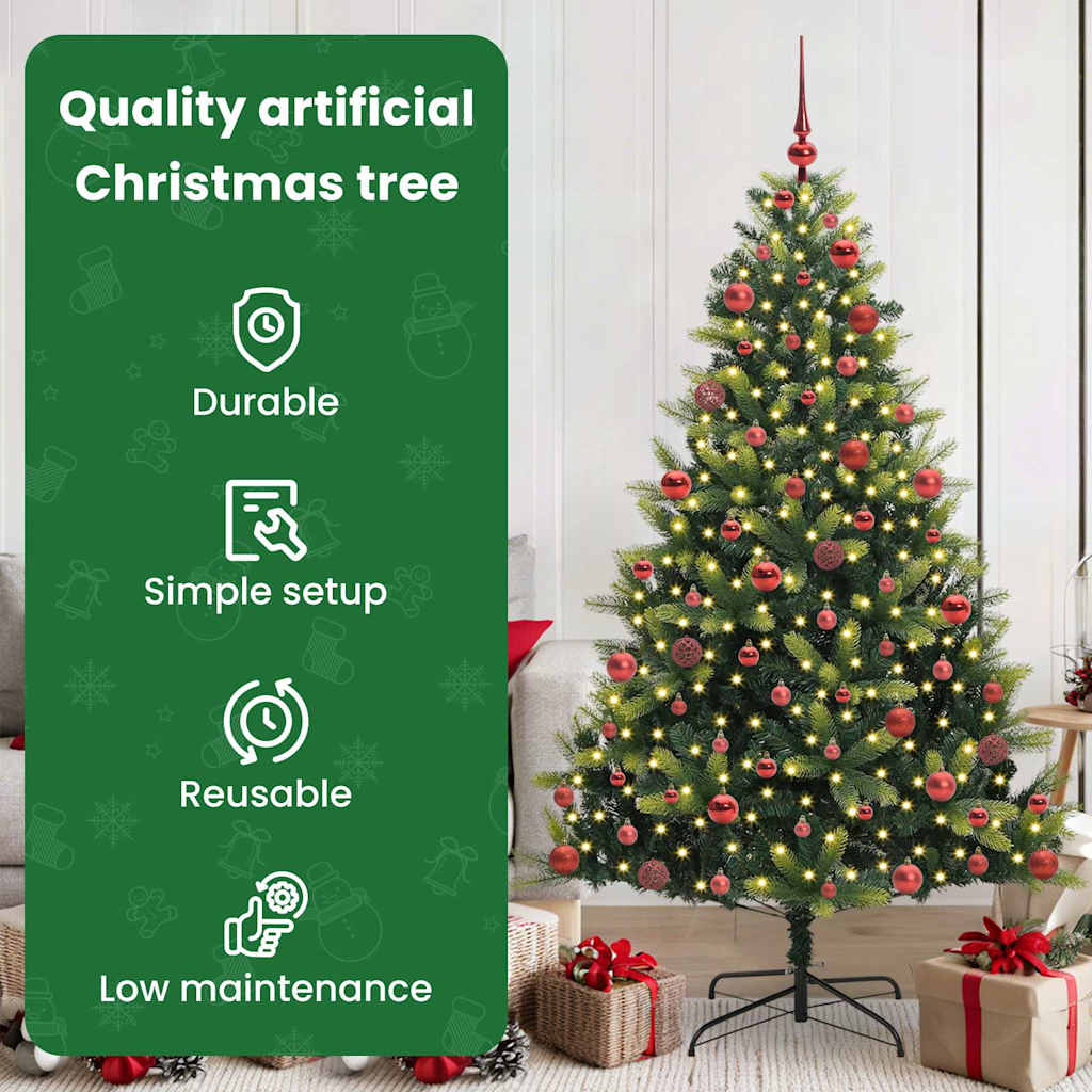 Mākslīgā salokāmā Ziemassvētku egle ar 300 LED zaļa 180 cm