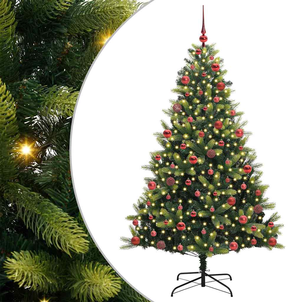 Mākslīgā salokāmā Ziemassvētku egle ar 300 LED zaļa 180 cm