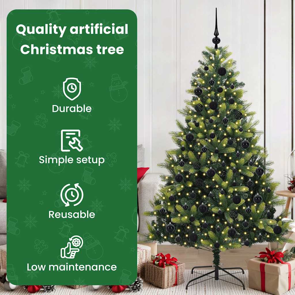 Mākslīgā salokāmā Ziemassvētku egle ar 300 LED zaļa 180 cm
