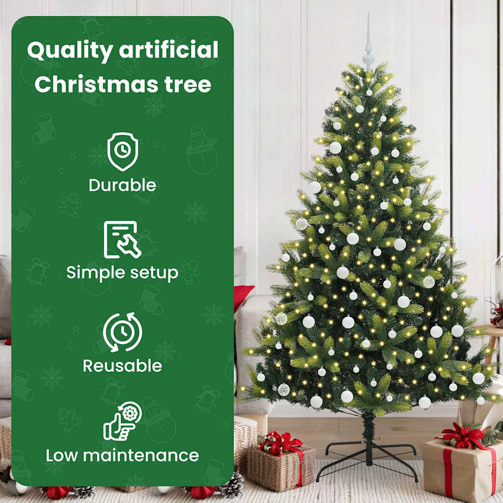 Dirbtinis sulankstomas Kalėdų medis su 300 LED Žalia 180 cm