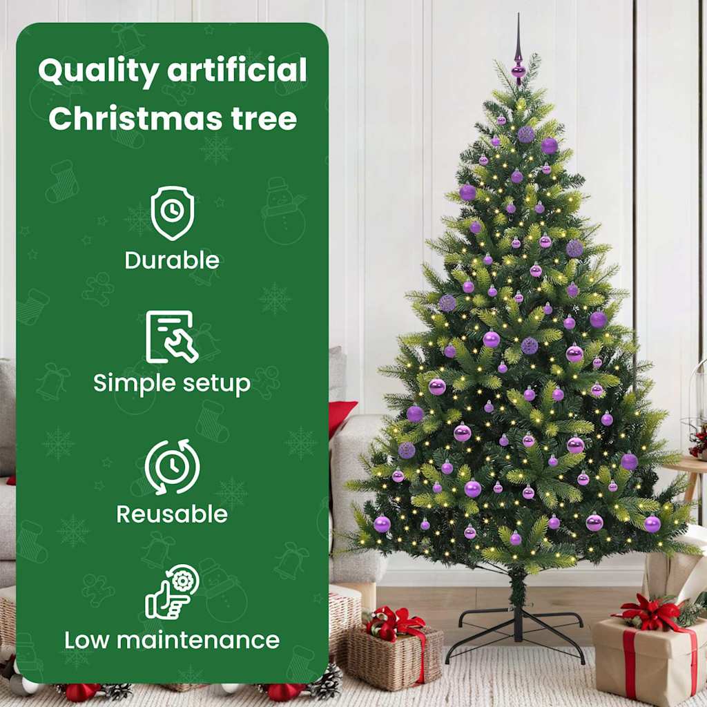 Mākslīgā salokāmā Ziemassvētku egle ar 300 LED zaļa 180 cm