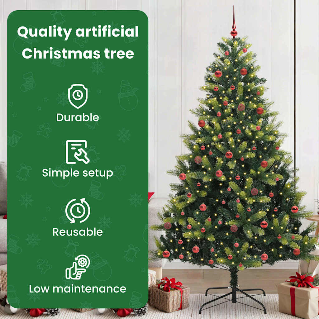 Mākslīgā salokāmā Ziemassvētku egle ar 300 LED zaļa 210 cm