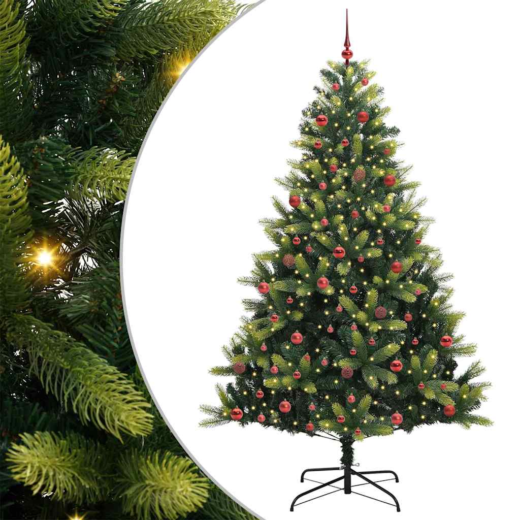 Mākslīgā salokāmā Ziemassvētku egle ar 300 LED zaļa 210 cm