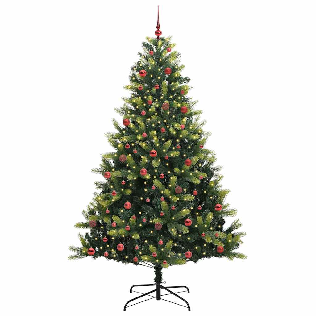 Mākslīgā salokāmā Ziemassvētku egle ar 300 LED zaļa 210 cm