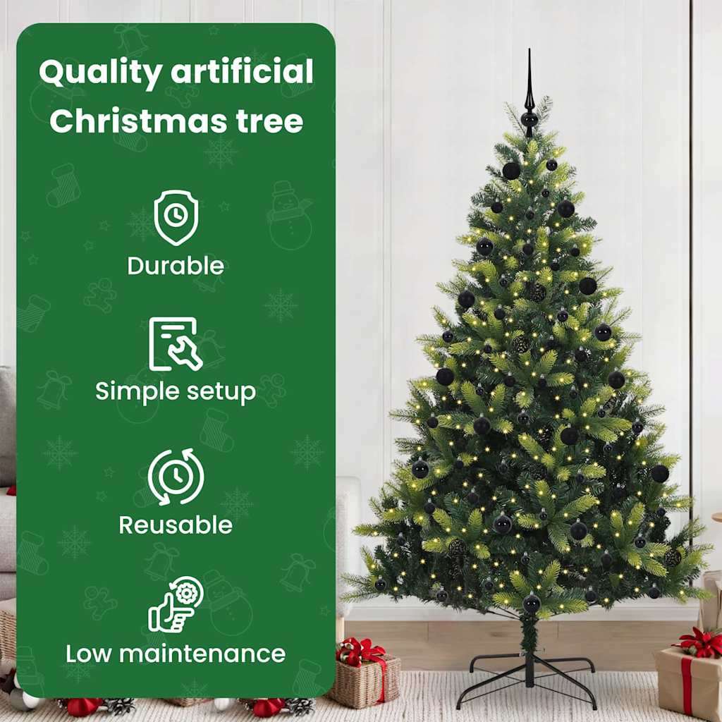 Dirbtinis sulankstomas Kalėdų medis su 300 LED Žalia 210 cm
