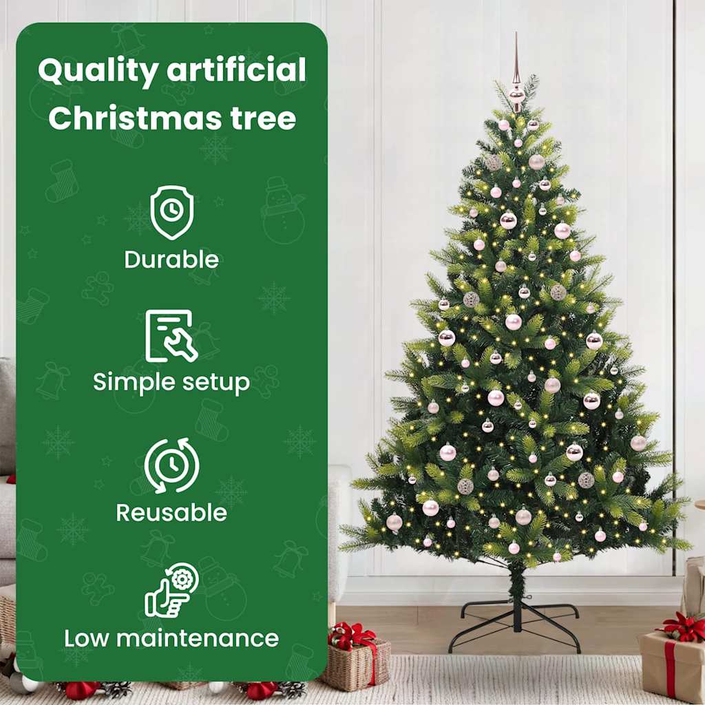 Mākslīgā salokāmā Ziemassvētku egle ar 300 LED zaļa 210 cm