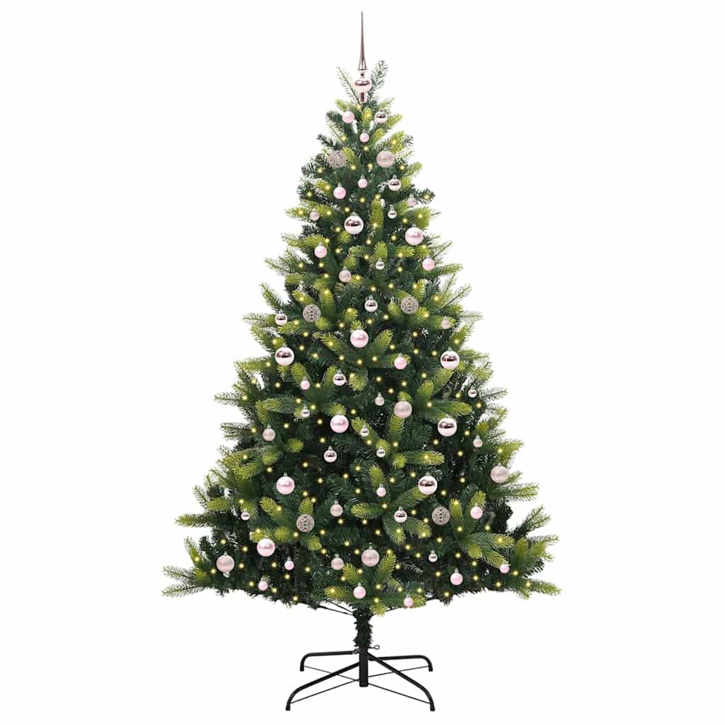 Mākslīgā salokāmā Ziemassvētku egle ar 300 LED zaļa 210 cm