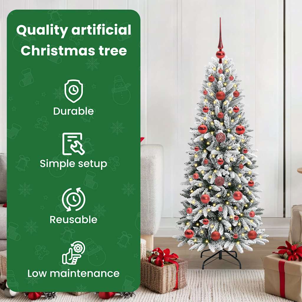 Mākslīgā Ziemassvētku eglīte FROST BOREAL, ar 150 LED lampiņu statīvu, balta, 120 cm.