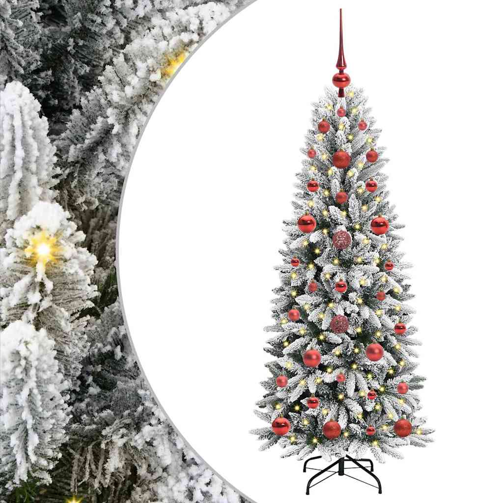 Mākslīgā Ziemassvētku eglīte FROST BOREAL, ar 150 LED lampiņu statīvu, balta, 120 cm.
