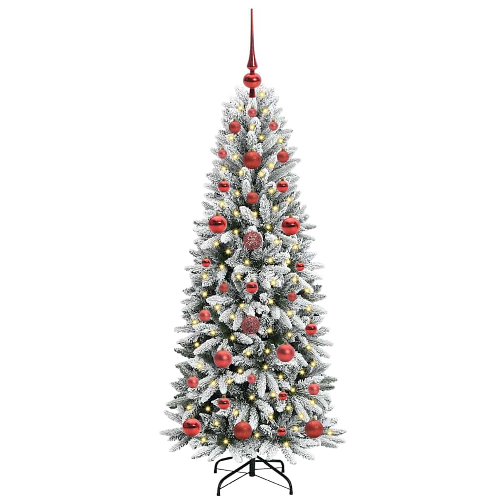 Mākslīgā Ziemassvētku eglīte FROST BOREAL, ar 150 LED lampiņu statīvu, balta, 120 cm.