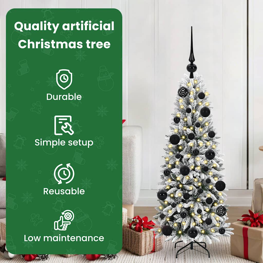 Mākslīgā Ziemassvētku eglīte FROST BOREAL, ar 150 LED lampiņu statīvu, balta, 120 cm.