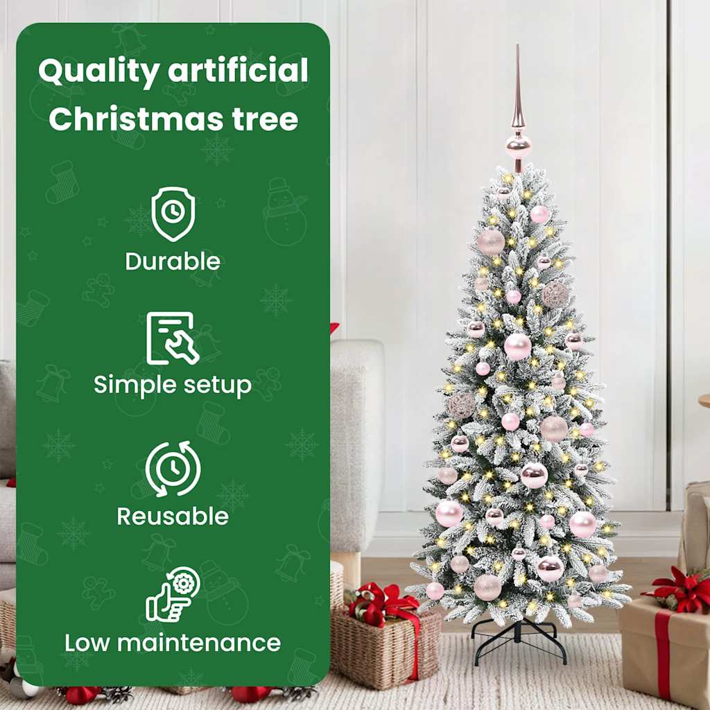Dirbtinė Kalėdų eglutė FROST BOREAL, su 150 LED stovu Balta 120 cm.