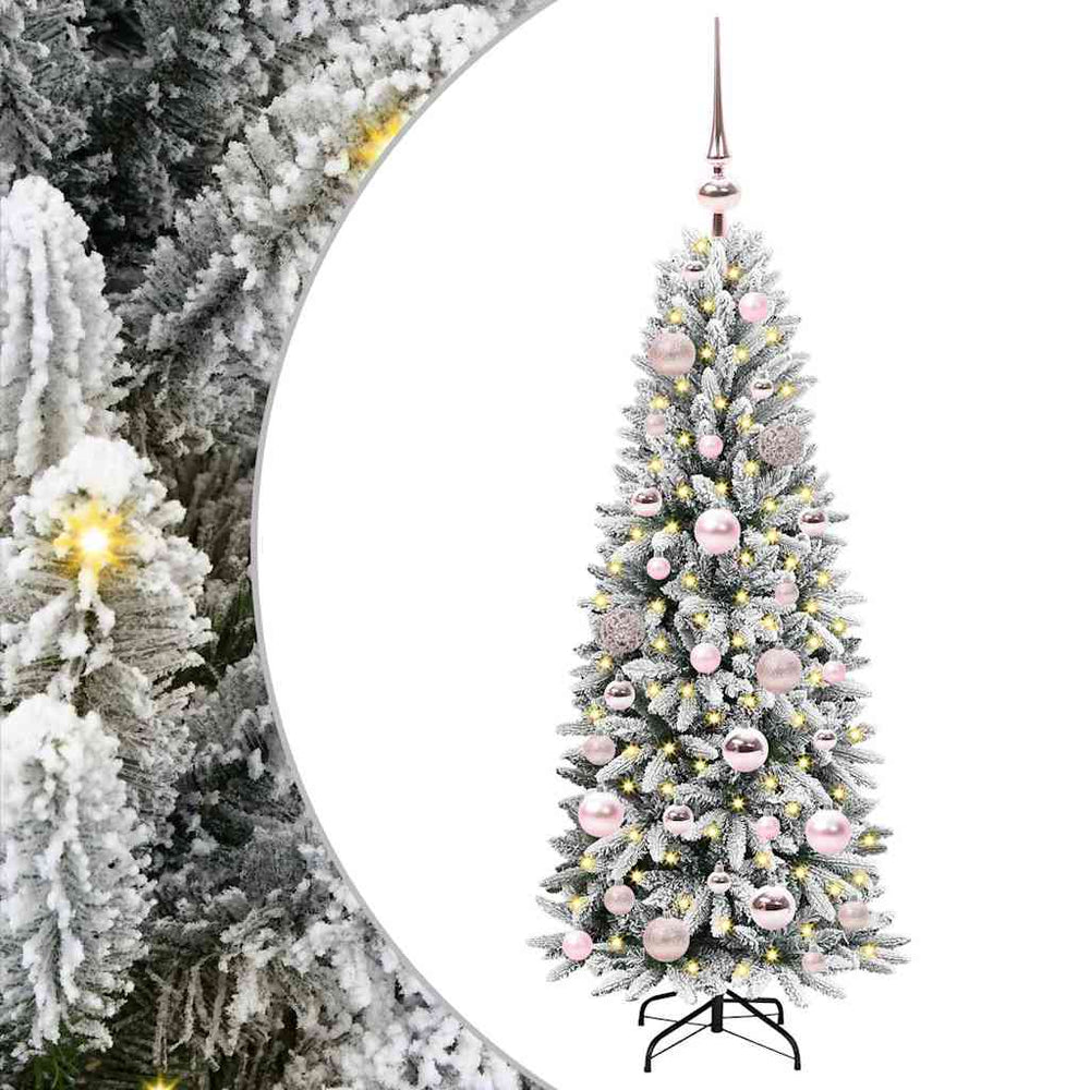 Mākslīgā Ziemassvētku eglīte FROST BOREAL, ar 150 LED lampiņām un statīvu, balta, 120 cm.