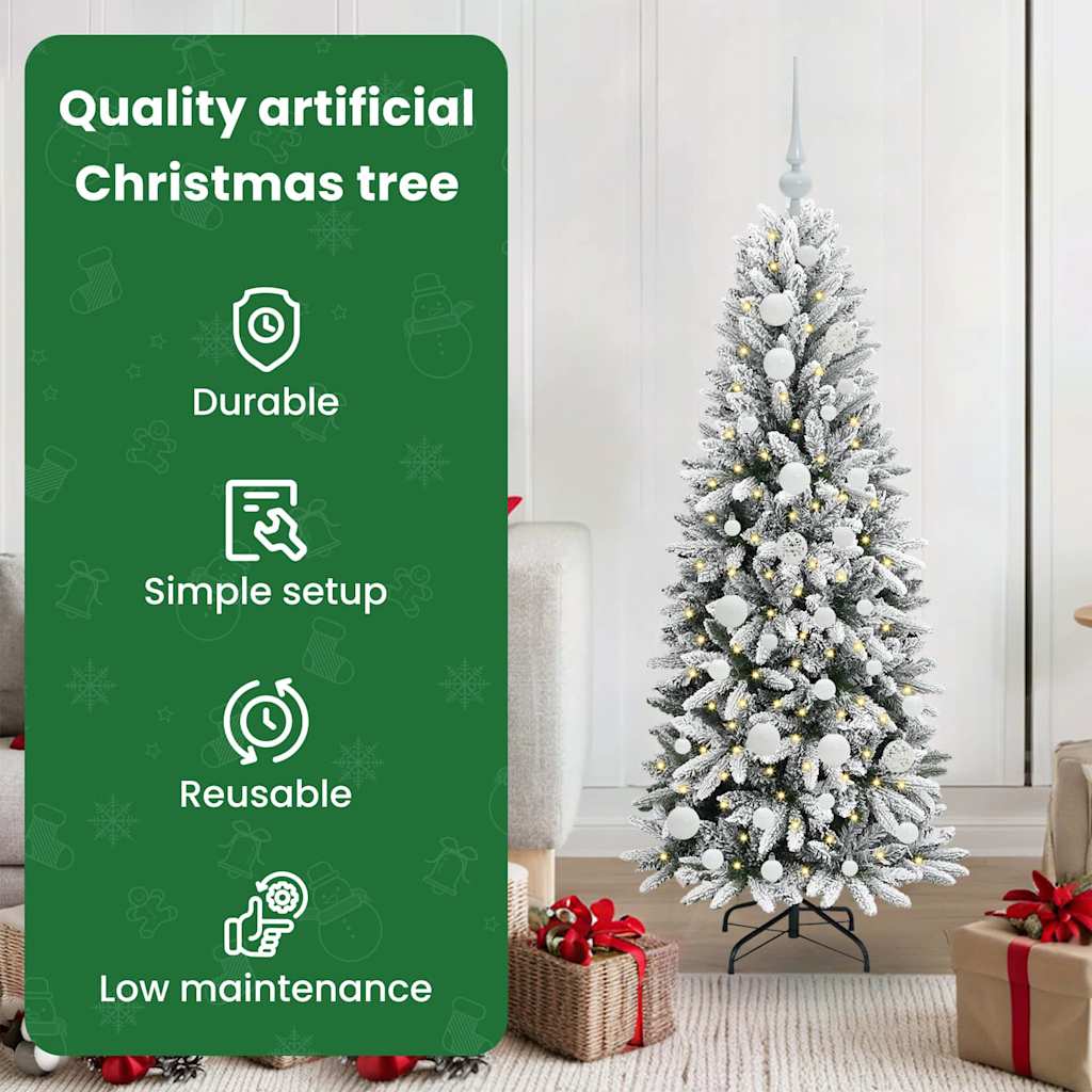 Mākslīgā Ziemassvētku eglīte FROST BOREAL, ar 150 LED lampiņām un statīvu, balta, 120 cm.