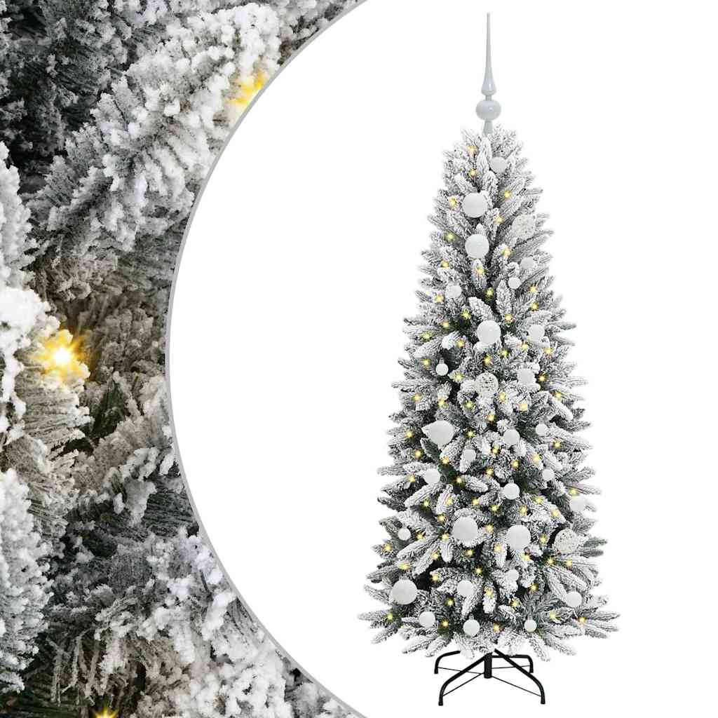 Mākslīgā Ziemassvētku eglīte FROST BOREAL, ar 150 LED lampiņām un statīvu, balta, 120 cm.