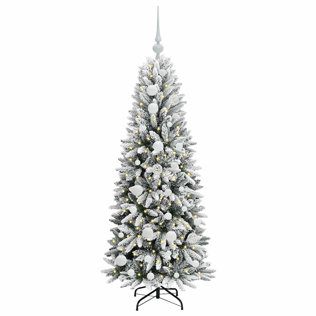 Mākslīgā Ziemassvētku eglīte FROST BOREAL, ar 150 LED lampiņām un statīvu, balta, 120 cm.