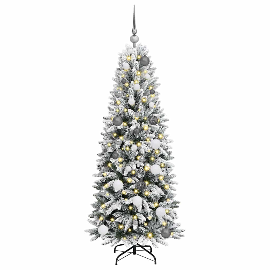 Dirbtinė Kalėdų eglutė su 150 LED s stovu Balta 150 cm