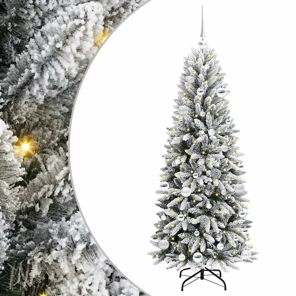 Artificial Christmas tree with 150 LED lights and stand White 150 cm