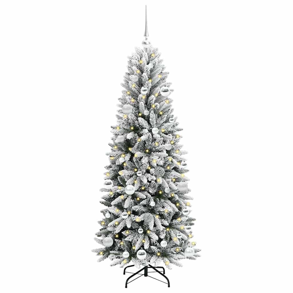 Mākslīgā Ziemassvētku eglīte ar 150 LED un statīvu, balta, 150 cm