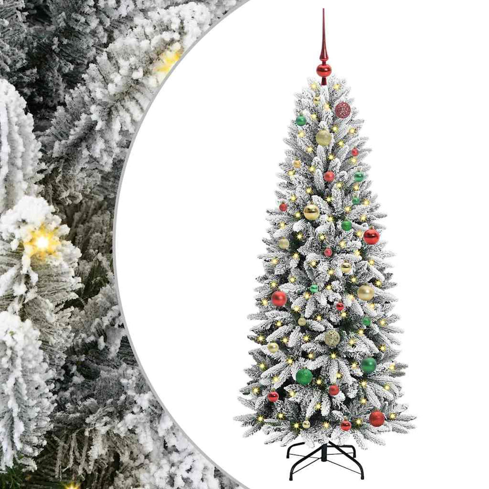 Artificial Christmas tree with 150 LED lights and stand White 150 cm