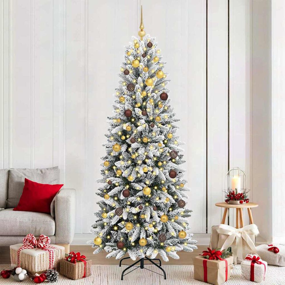 Dirbtinė Kalėdų eglutė su 300 LED s stovu Balta 210 cm
