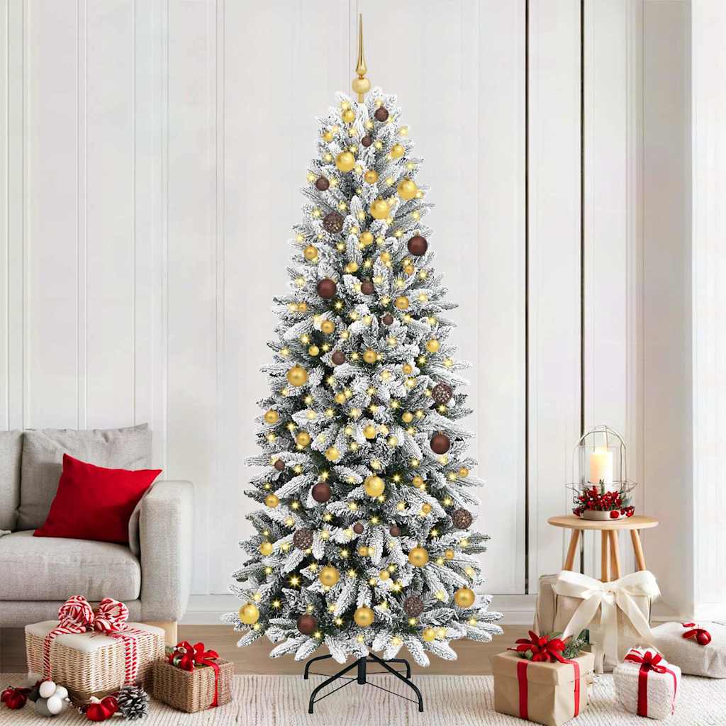 Dirbtinė Kalėdų eglutė su 300 LED s stovu Balta 210 cm