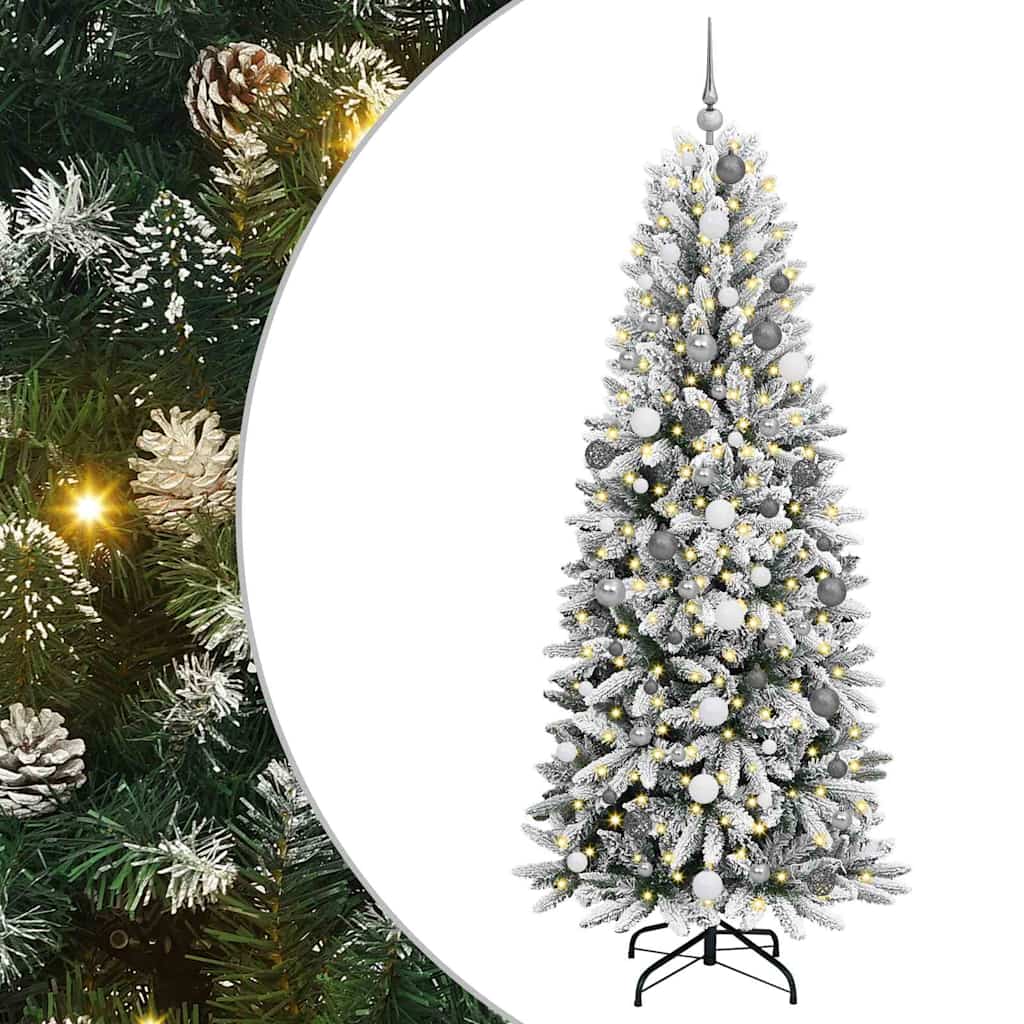 Mākslīgā Ziemassvētku eglīte ar 300 LED statīvu Balta 210 cm