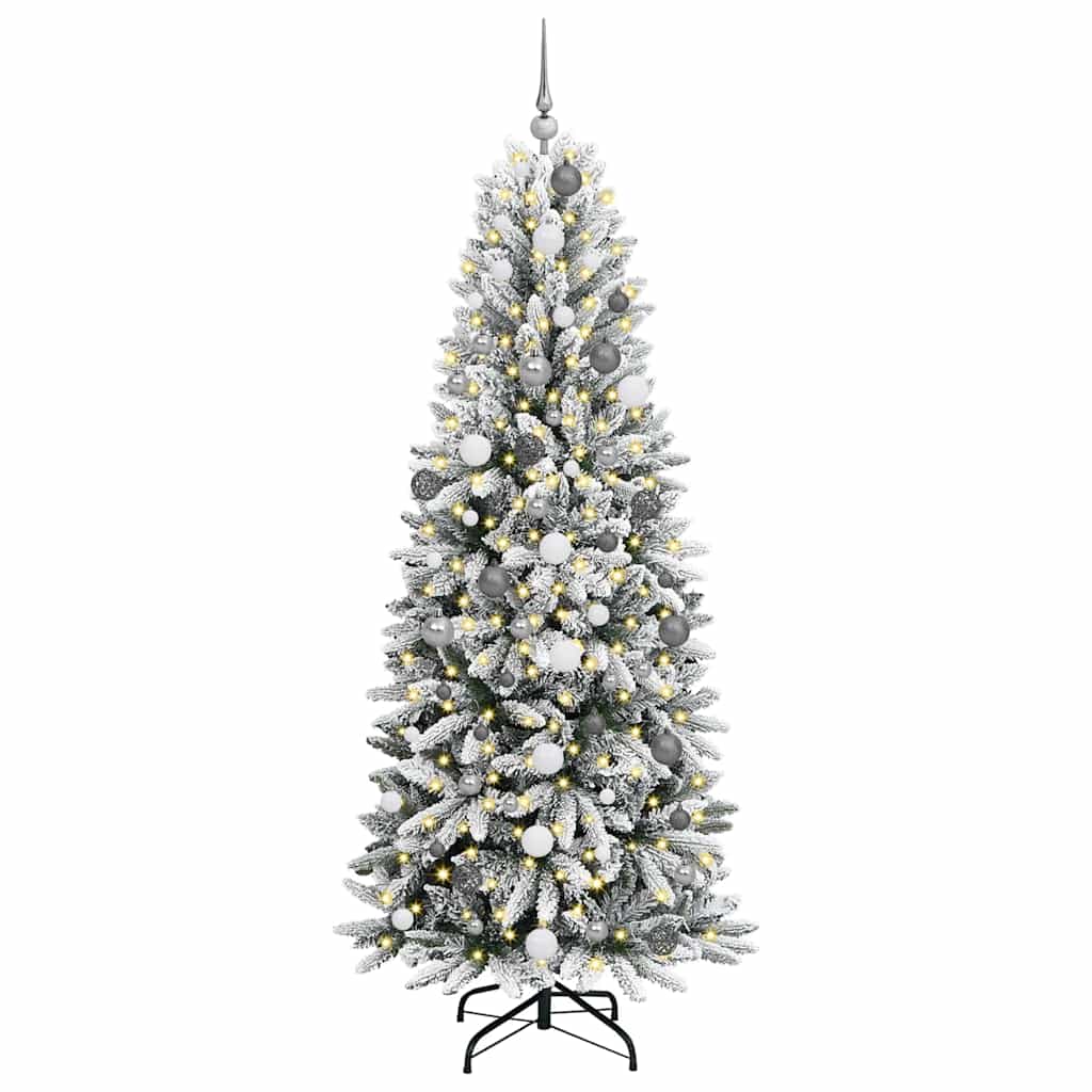 Mākslīgā Ziemassvētku eglīte ar 300 LED statīvu Balta 210 cm