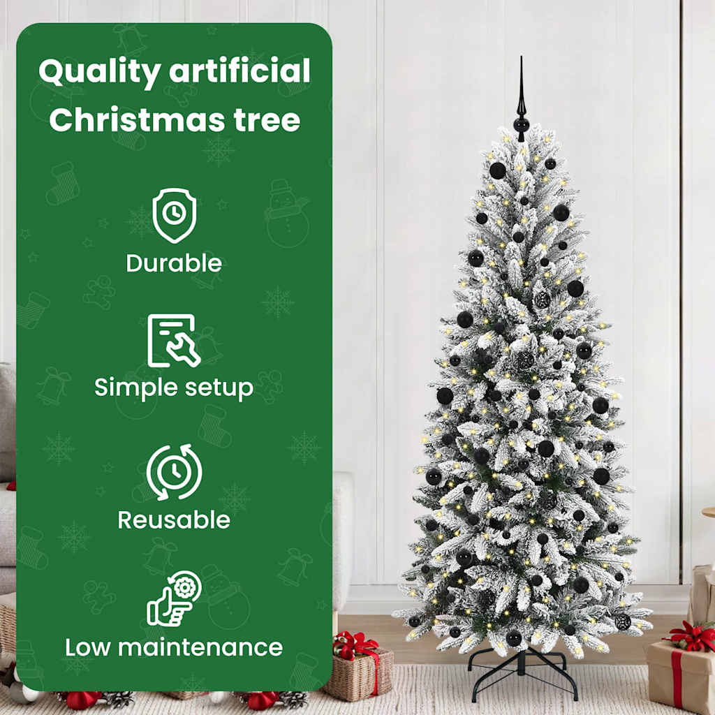 Mākslīgā Ziemassvētku eglīte FROST EMBER, ar 300 LED statīvu, Balta 210 cm.