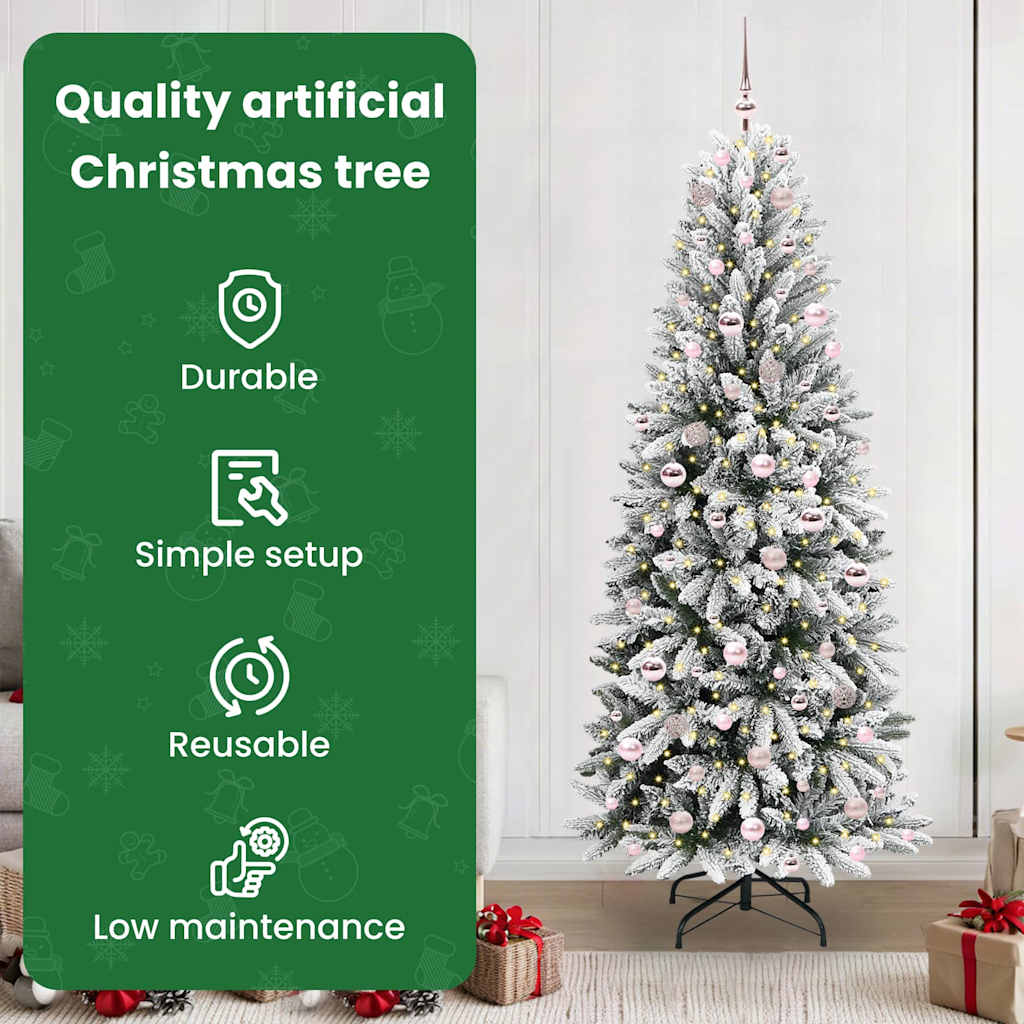 Dirbtinė Kalėdų eglutė FROST EMBER, su 300 LED stovu Balta 210 cm.