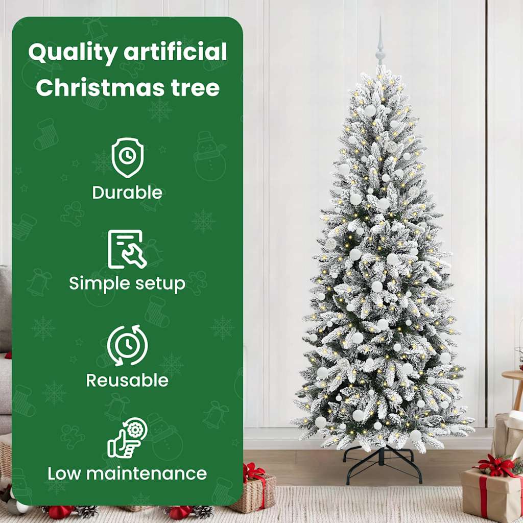 Artificial Christmas tree with 300 LED stand White 210 cm