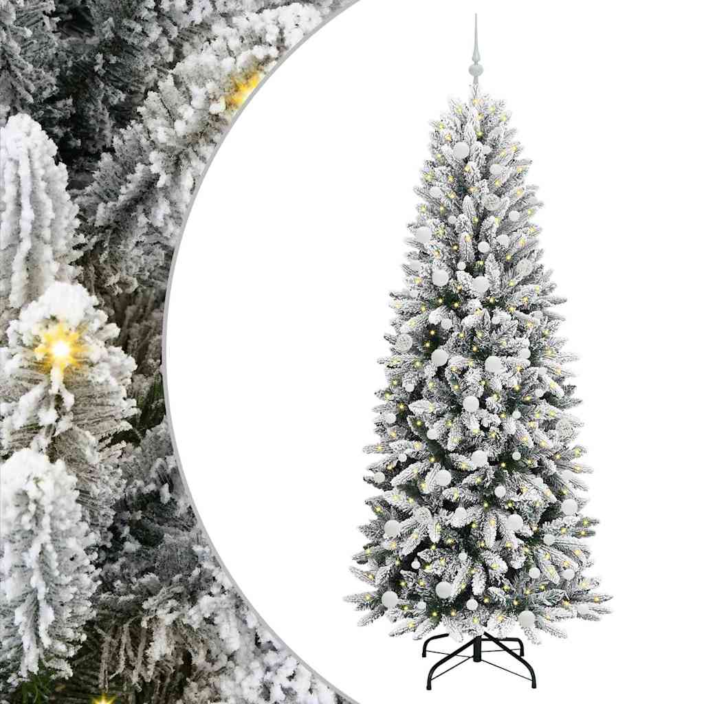 Artificial Christmas tree with 300 LED stand White 210 cm