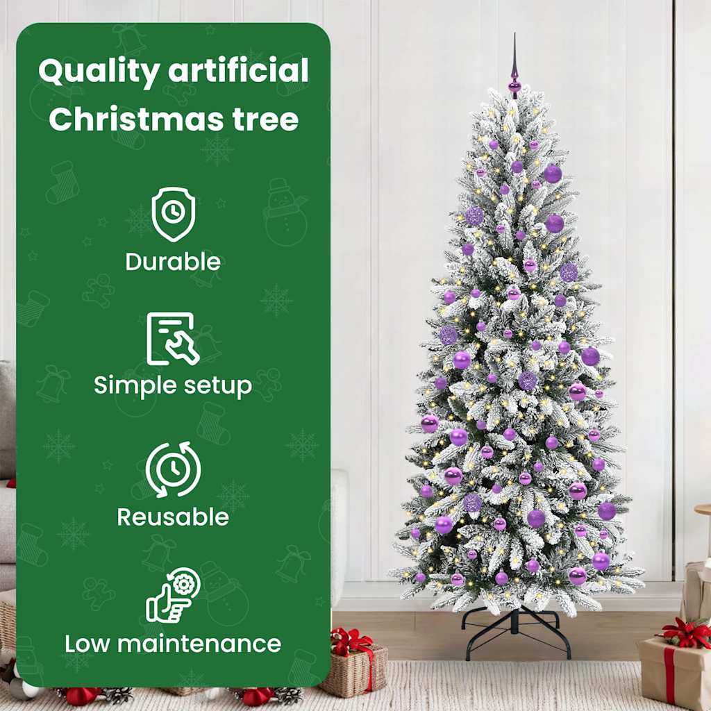 Dirbtinė Kalėdų eglutė FROST EMBER, su 300 LED stovu Balta 210 cm.
