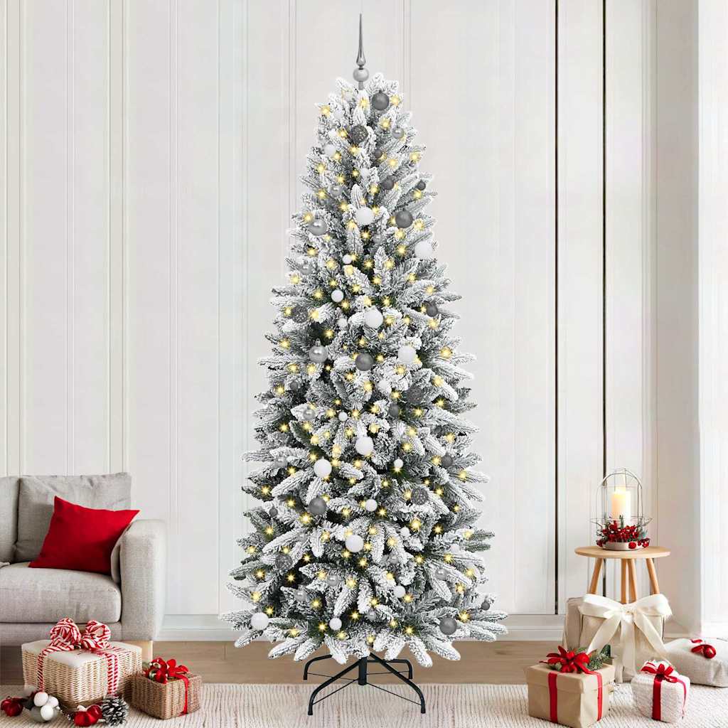 Mākslīgā Ziemassvētku eglīte ar 300 LED statīvu, balta, 240 cm