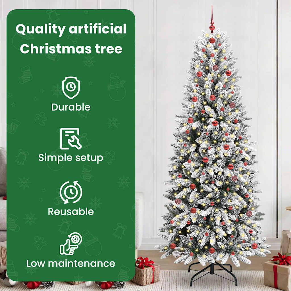 Mākslīgā Ziemassvētku eglīte WINTER PINE, ar 300 LED statīvu Balta 240 cm.