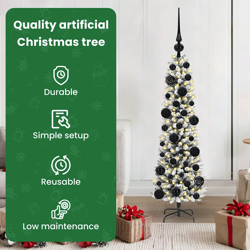 Dirbtinė Kalėdų eglutė EMBER CRYSTAL, su 150 LED stovu Žalia ir balta 120 cm.