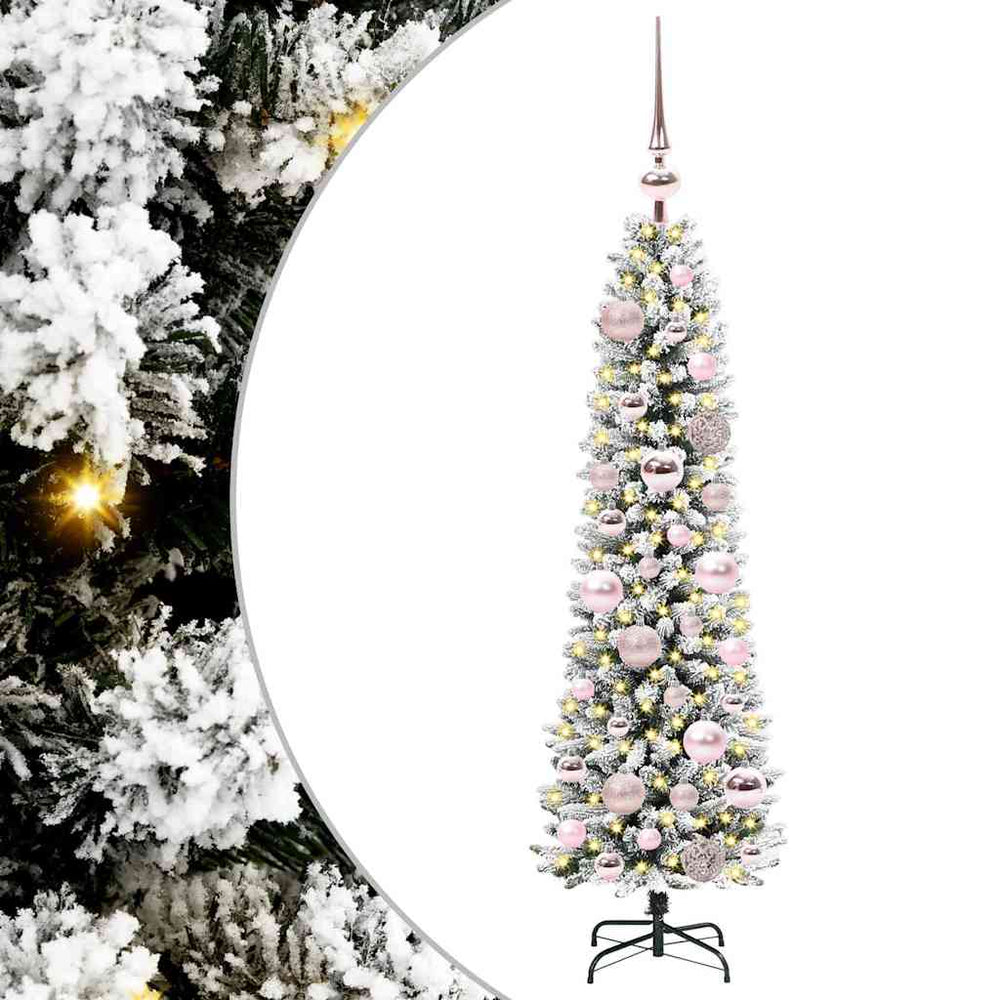 Mākslīgā Ziemassvētku eglīte EMBER CRYSTAL, ar 150 LED statīvu, zaļa un balta, 120 cm.