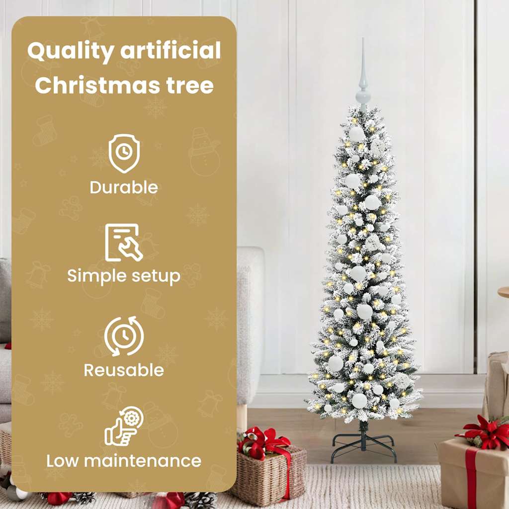 Dirbtinė Kalėdų eglutė EMBER CRYSTAL, su 150 LED stovu Žalia ir balta 120 cm.