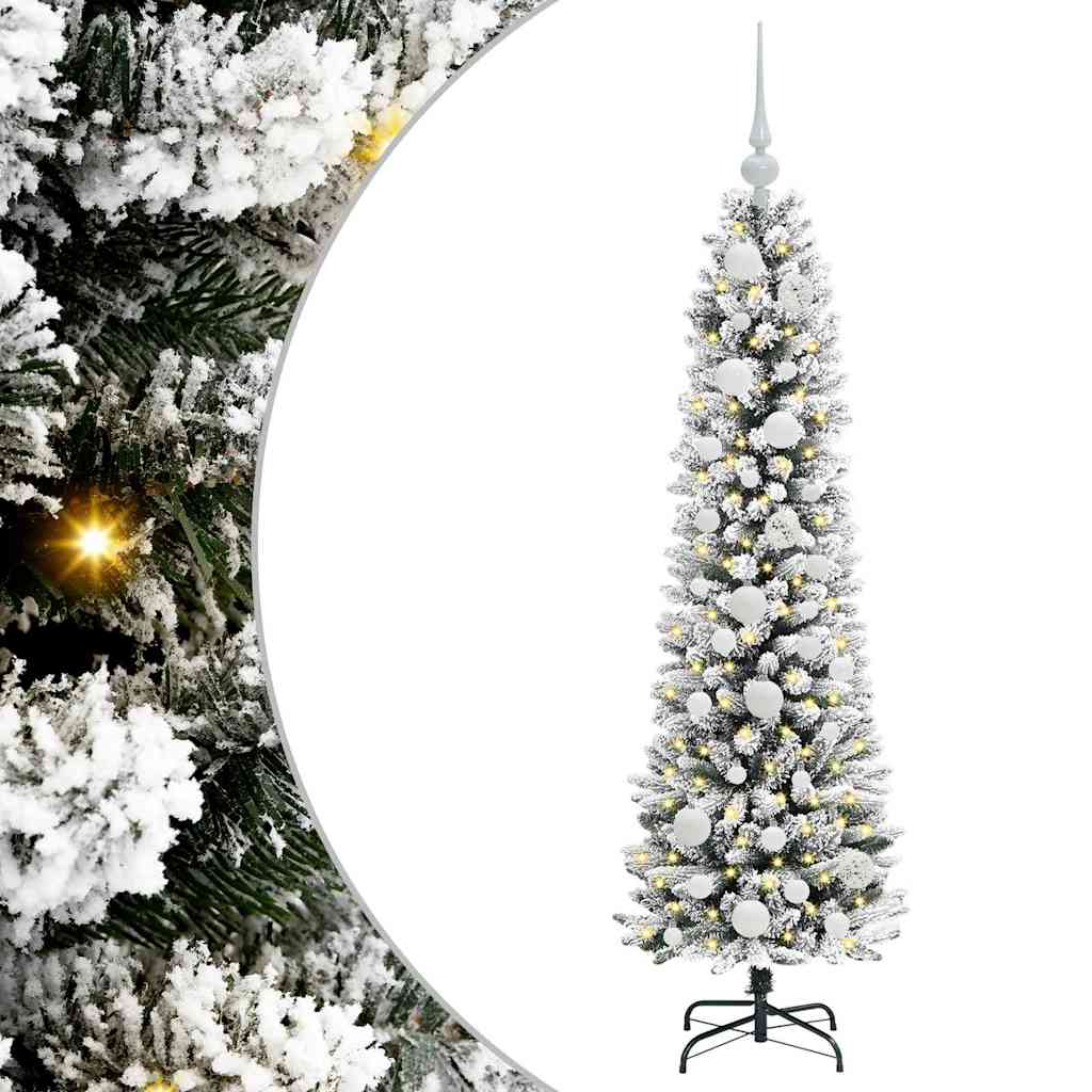Dirbtinė Kalėdų eglutė EMBER CRYSTAL, su 150 LED stovu Žalia ir balta 120 cm.
