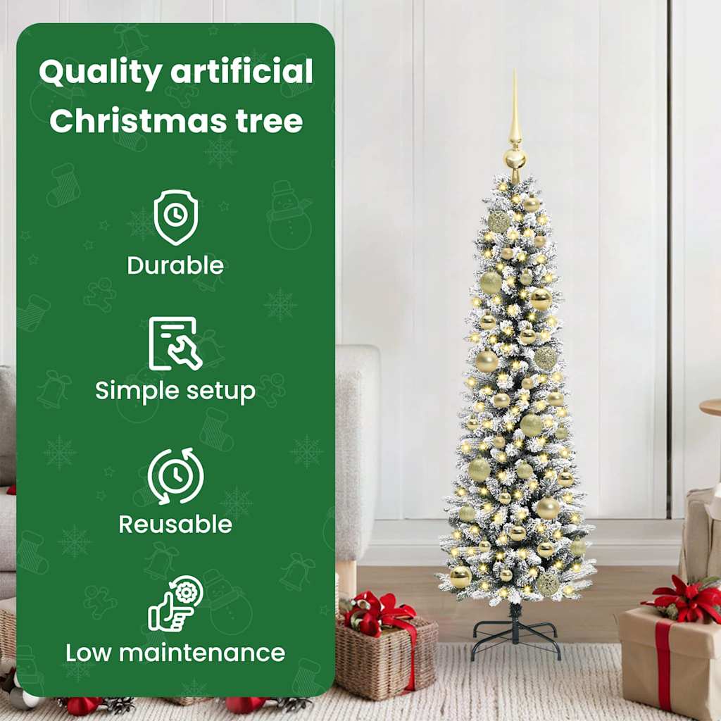 Dirbtinė Kalėdų eglutė EMBER CRYSTAL, su 150 LED stovu Žalia ir balta 120 cm.