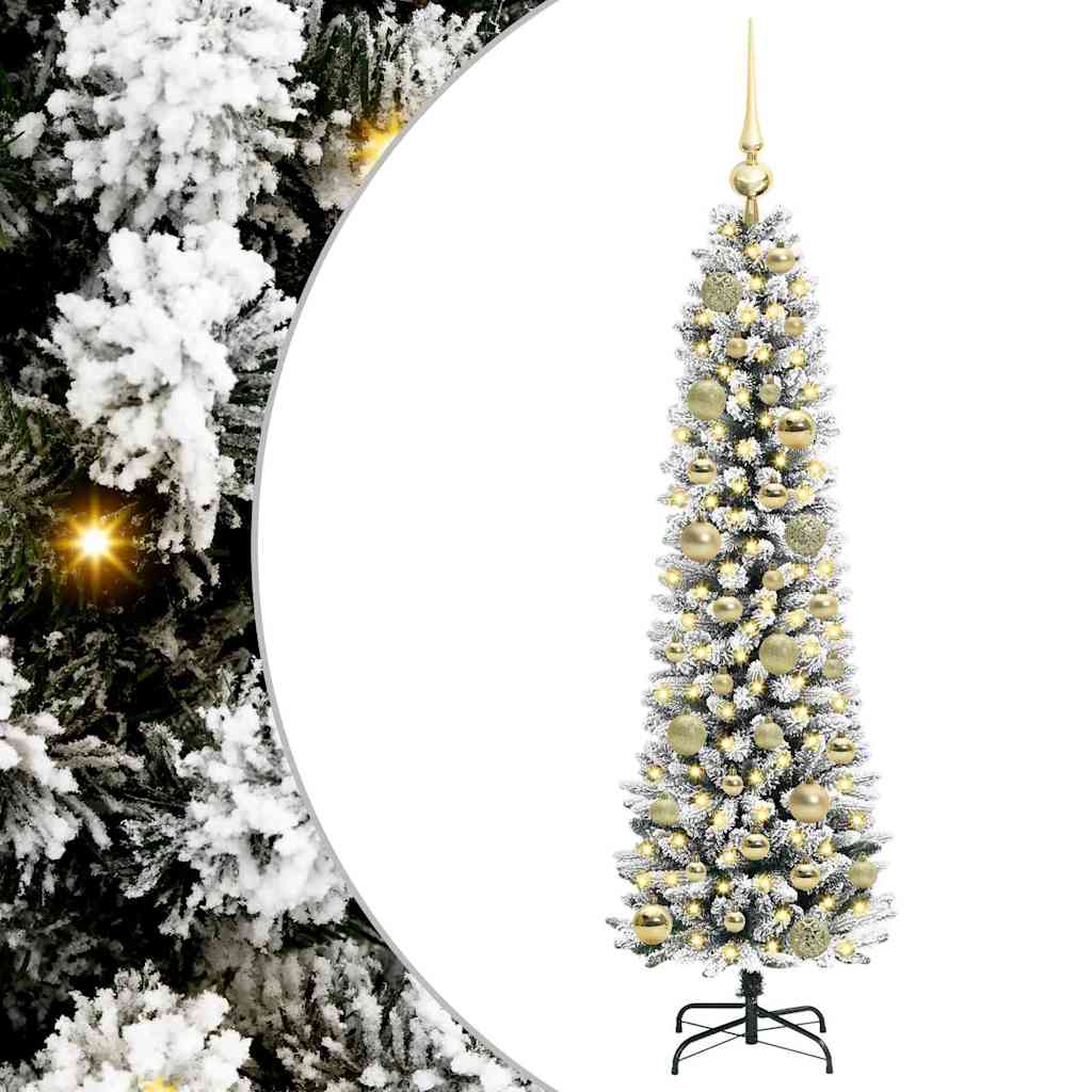 Dirbtinė Kalėdų eglutė EMBER CRYSTAL, su 150 LED stovu Žalia ir balta 120 cm.
