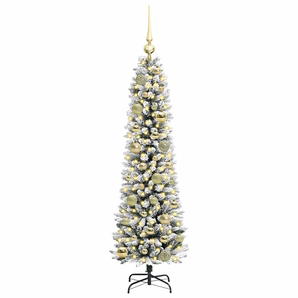 Dirbtinė Kalėdų eglutė EMBER CRYSTAL, su 150 LED stovu Žalia ir balta 120 cm.