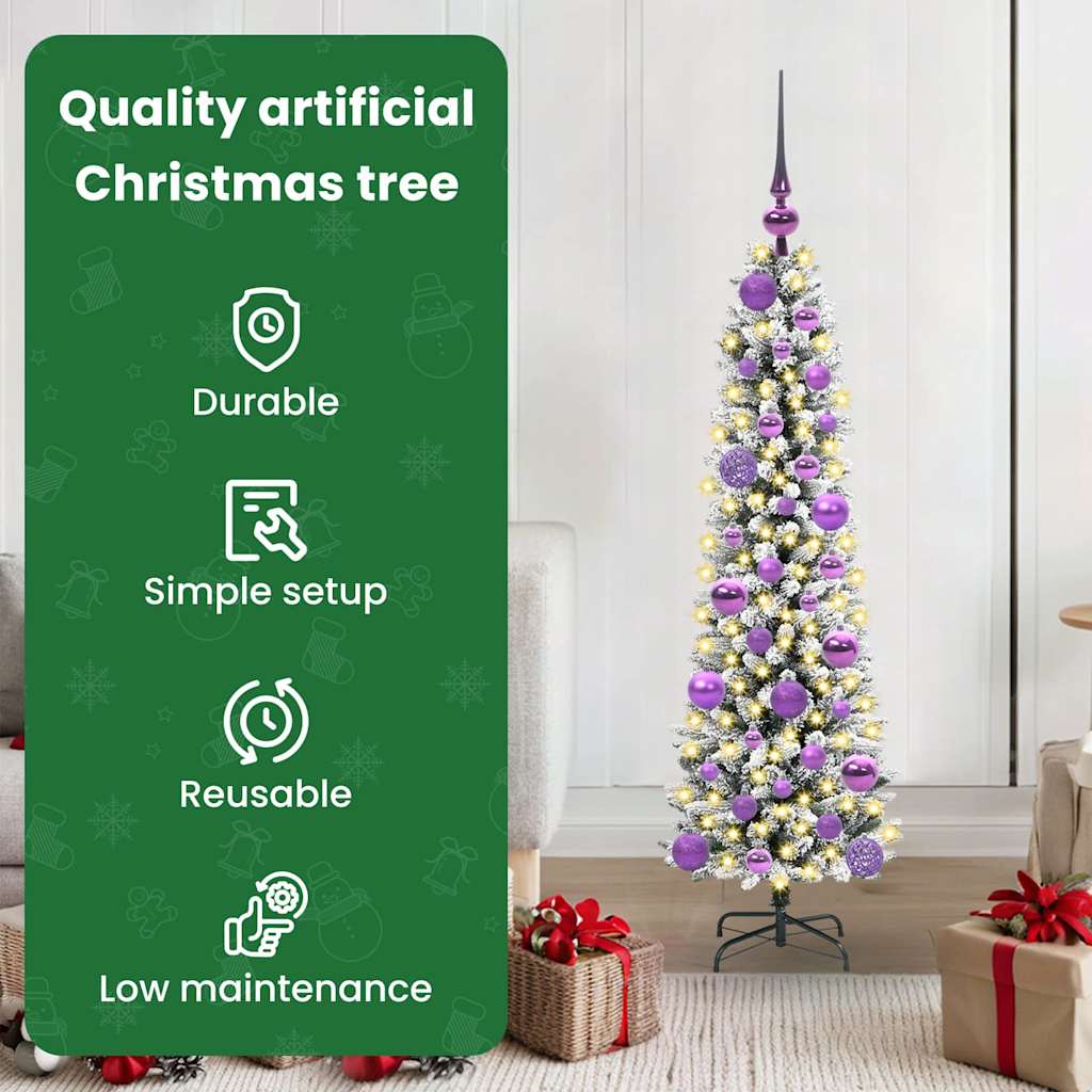 Dirbtinė Kalėdų eglutė EMBER CRYSTAL, su 150 LED stovu Žalia ir balta 120 cm.