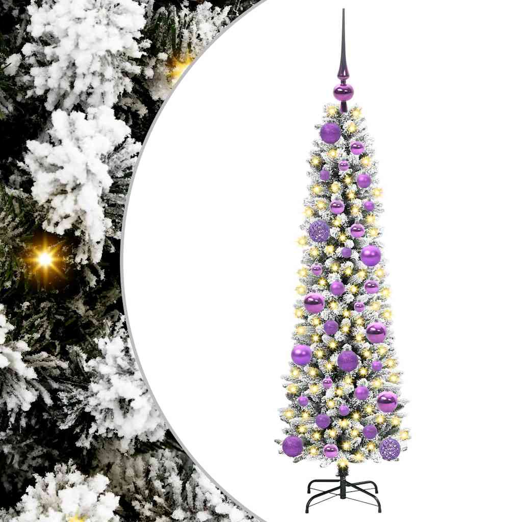 Dirbtinė Kalėdų eglutė EMBER CRYSTAL, su 150 LED stovu Žalia ir balta 120 cm.